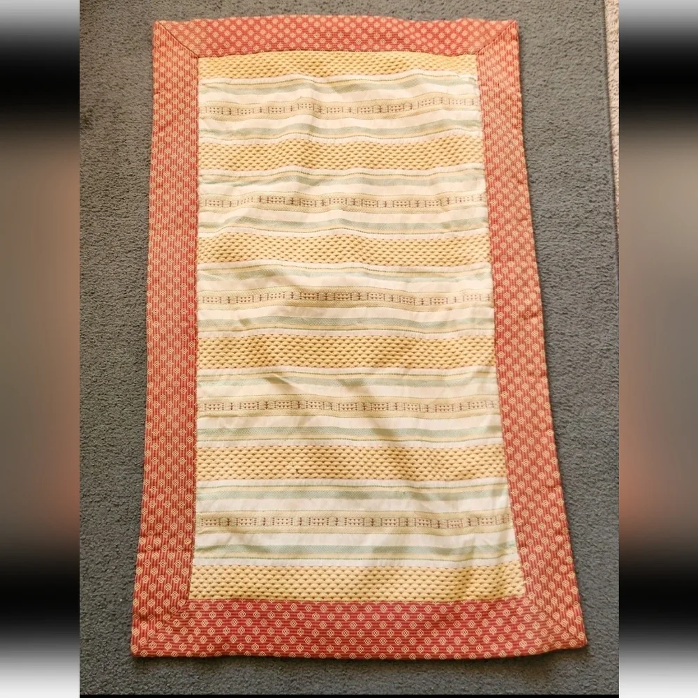 Shams Set Of 2 Red Yellow Home Bedding Pillow Cases Striped Weave 19 x 34